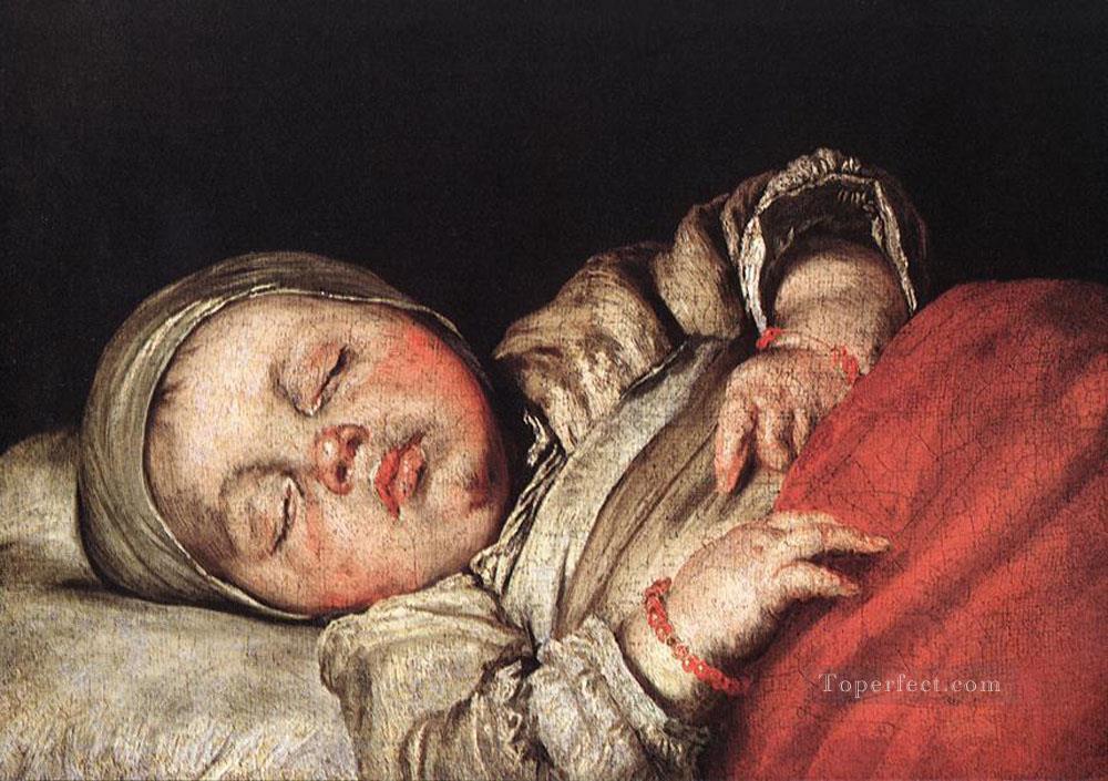 Sleeping Child Italian Baroque Bernardo Strozzi Oil Paintings